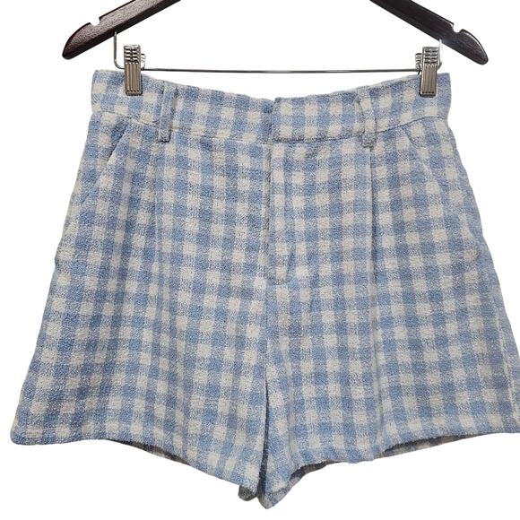 vestique Pants - Blue Gingham Shorts Woman Med High Rise Cottagecore Coastal